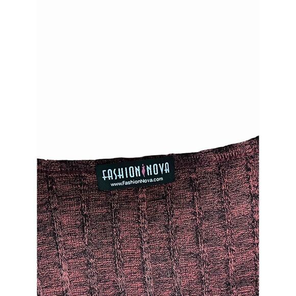 Fashion NOVA FLARE TIE SLEEVE‎ CROPPED SWEATER RED BLACK MARLED KNIT - Picture 2 of 4